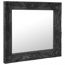 Baroka stila sienas spogulis, 50x50 cm, melns