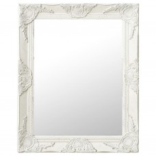 Baroka stila sienas spogulis, 50x60 cm, balts