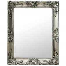Baroka stila sienas spogulis, 50x60 cm, sudraba krāsā
