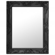 Baroka stila sienas spogulis, 50x60 cm, melns