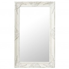 Baroka stila sienas spogulis, 50x80 cm, balts