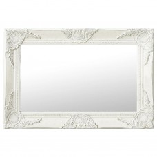 Baroka stila sienas spogulis, 60x40 cm, balts