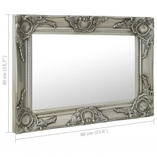 Baroka stila sienas spogulis, 60x40 cm, sudraba krāsā