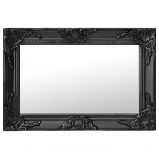 Baroka stila sienas spogulis, 60x40 cm, melns
