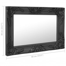 Baroka stila sienas spogulis, 60x40 cm, melns