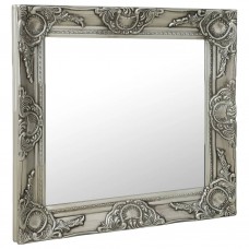 Baroka stila sienas spogulis, 60x60 cm, sudraba krāsā