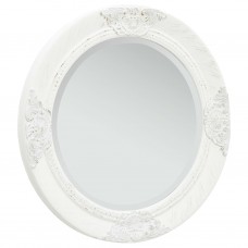 Baroka stila sienas spogulis, 50 cm, balts
