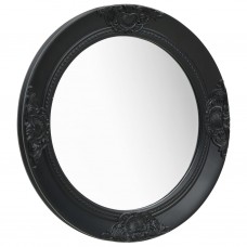 Baroka stila sienas spogulis, 50 cm, melns