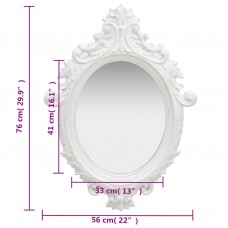 Sienas spogulis, pils interjera stils, 56x76 cm, balts