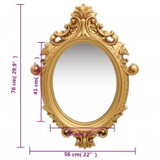 Sienas spogulis, pils interjera stils, 56x76 cm, zelta krāsa