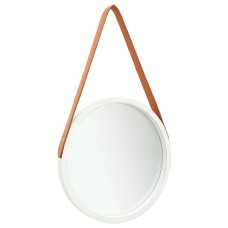 Sienas spogulis ar siksnu, 40 cm, balts