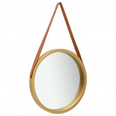 Sienas spogulis ar siksnu, 40 cm, zelta krāsā