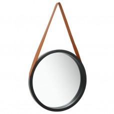 Sienas spogulis ar siksnu, 40 cm, melns