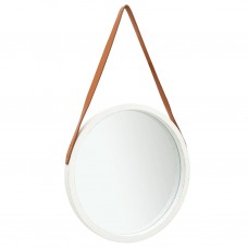 Sienas spogulis ar siksnu, 50 cm, balts
