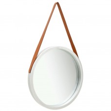 Sienas spogulis ar siksnu, 50 cm, sudraba krāsā