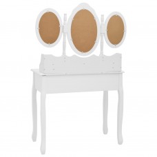 Spoguļgaldiņš ar tabureti un 3 spoguļiem, balts