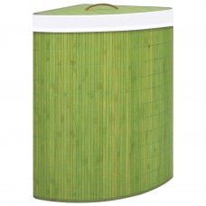 Stūra veļas grozs, zaļš bambuss, 60 l