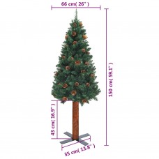 Ziemassvētku egle, dabīgs koks un čiekuri, zaļa, 150 cm, pvc