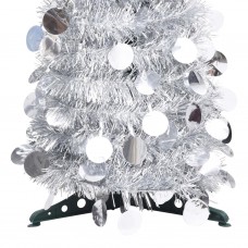Mākslīgā ziemassvētku egle, saliekama, sudrabaina, 180 cm, pet