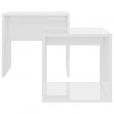 Kafijas galdiņu komplekts, balts, 48x30x45 cm, skaidu plāksne