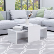Kafijas galdiņu komplekts, balts, 100x48x40 cm, skaidu plāksne