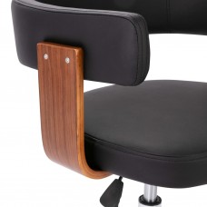 Biroja krēsls, grozāms, liekts koks, melna mākslīgā āda