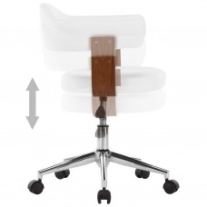 Biroja krēsls, grozāms, liekts koks, balta mākslīgā āda