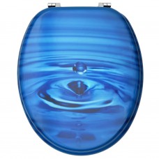 Tualetes poda sēdeklis ar vāku, mdf, zils, ūdens lāšu dizains