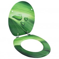Tualetes poda sēdeklis ar vāku, mdf, zaļš, ūdens lāšu dizains