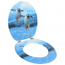 Tualetes poda sēdeklis ar vāku, mdf, pingvīnu dizains