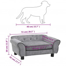 Dīvāns suņiem, pelēks, 72x45x30 cm, plīšs