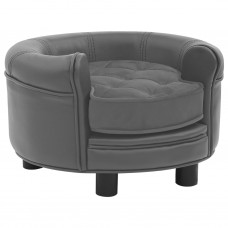Suņu dīvāns, pelēks, 48x48x32 cm, plīšs, mākslīgā āda