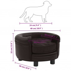 Suņu dīvāns, brūns, 48x48x32 cm, plīšs, mākslīgā āda