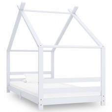 Bērnu gultas rāmis, balts, priedes masīvkoks, 90x200 cm