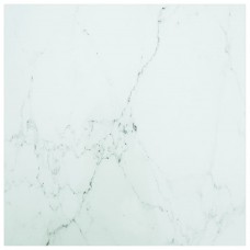 Galda virsma, balta, 70x70 cm, 6 mm, stikls ar marmora dizainu
