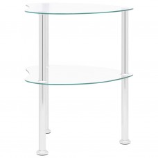 2 līmeņu galdiņš, 38x38x50 cm, caurspīdīgs, rūdīts stikls