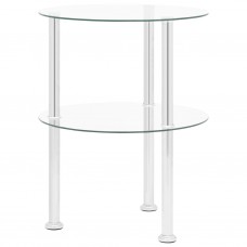 2 līmeņu galdiņš, 38 cm, caurspīdīgs, rūdīts stikls