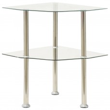 2 līmeņu galdiņš, 38x38x50 cm, caurspīdīgs, rūdīts stikls