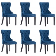 Virtuves krēsli, 6 gab., zils samts