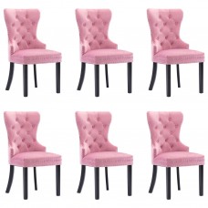virtuves krēsli, 6 gab., rozā samts