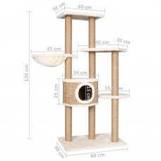 Kaķu māja ar stabiem nagu asināšanai, 126 cm, jūraszāles