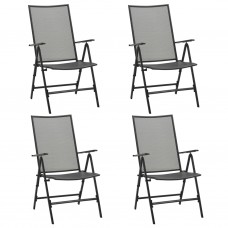 Saliekami krēsli, 4 gab., pelēki, sieta dizains, tērauds