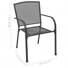 Āra krēsli, 4 gab., antracītpelēki, sieta dizains, tērauds