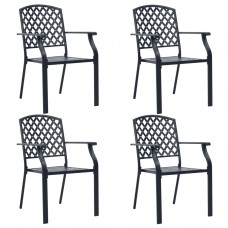 Āra krēsli, 4 gab., melni, sieta dizains, tērauds