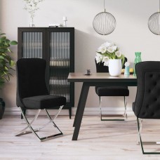Virtuves krēsls, melns, 53x52x98 cm, samts, nerūsējošs tērauds