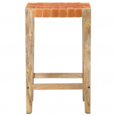 Bāra krēsli, 2 gab., brūna dabīgā āda, 75 cm