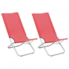 Salokāmi pludmales krēsli, 2 gab., sarkans audums