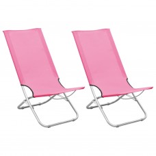 Salokāmi pludmales krēsli, 2 gab., rozā audums