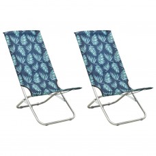 Salokāmi pludmales krēsli, 2 gab., audums ar lapu apdruku