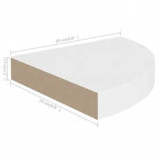 Stūra sienas plaukti, 2 gab., balti, 25x25x3,8 cm, mdf